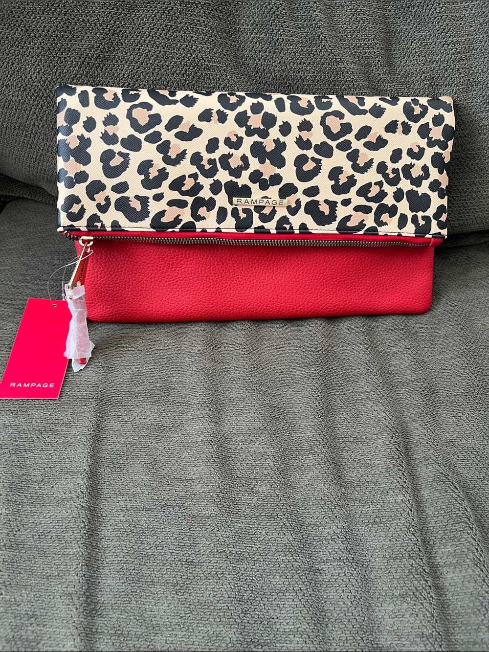 Rampage Red Body Leopard-Print Foldover Clutch